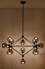 Závesná lampa Planetario 15 čierna - s tienidlom z dymového skla