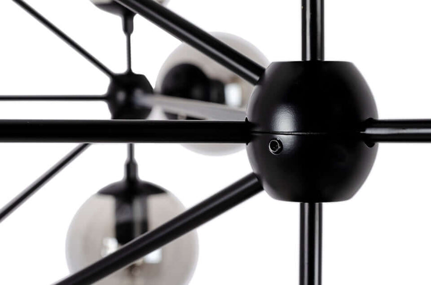 Závesná lampa Planetario 15 čierna - s tienidlom z dymového skla