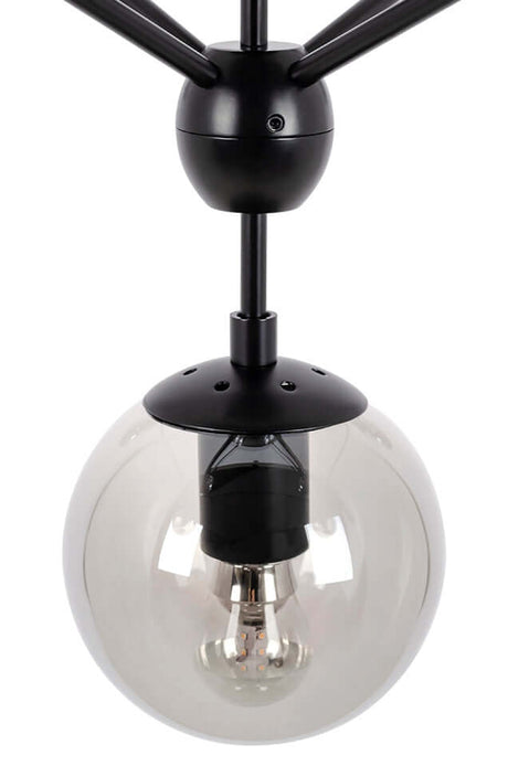 Závesná lampa Planetario 15 čierna - s tienidlom z dymového skla