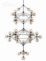 Závesná lampa Planetario 41 čierna s jantárovými tienidlami