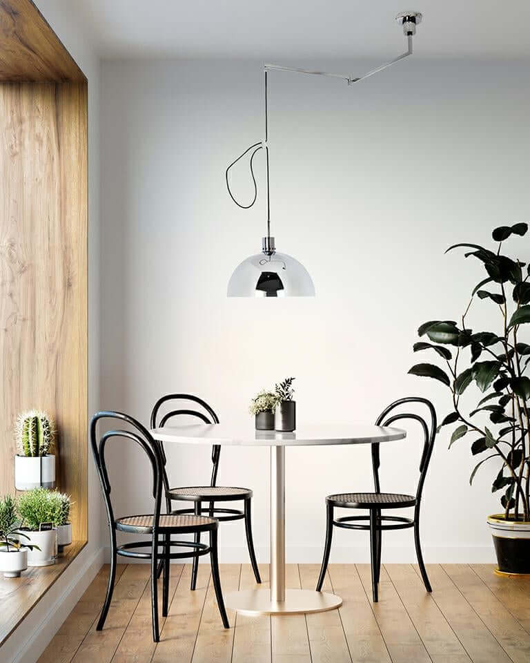 Závesná lampa Rota 360, chrómovo-strieborná