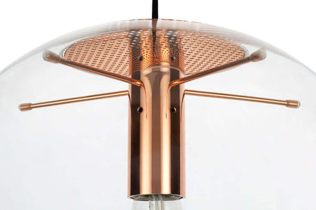 Závesná lampa Sandra 20 medená – sklo, kov