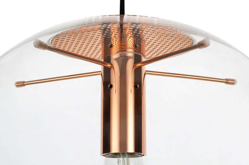 Závesná lampa Sandra 20 medená – sklo, kov