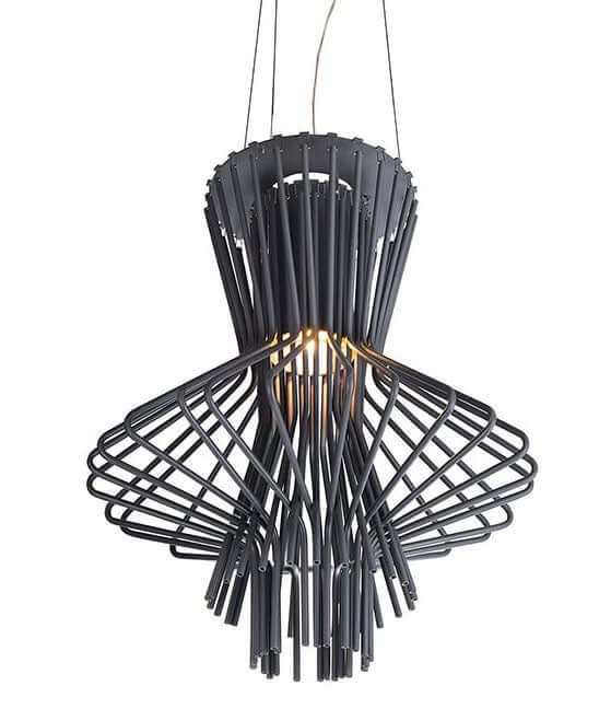 Slamená závesná lampa sivá - uhlíková oceľ