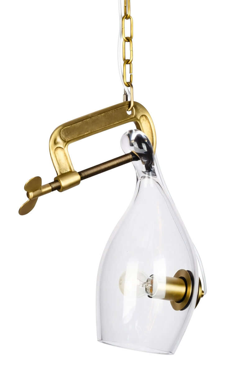 Závesná lampa Vice mosadz – kov, sklo