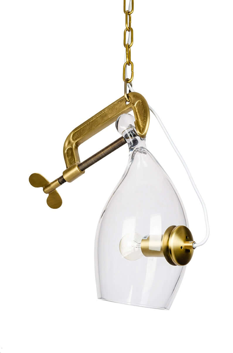 Závesná lampa Vice mosadz – kov, sklo