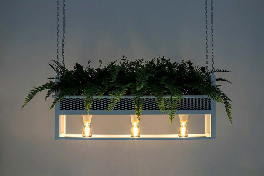 54. Závesná lampa Semira 100 s kvetinovým vzorom / biela, industriálny štýl