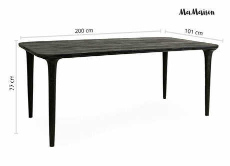 Laminar 200 étkezőasztal fekete – tömör mangófa