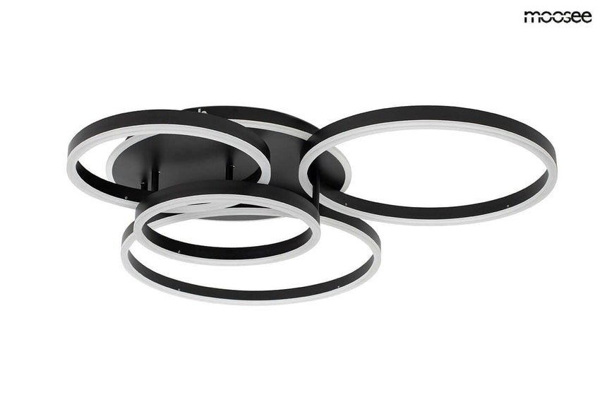 Stropná lampa Rings 5 ​​čierna