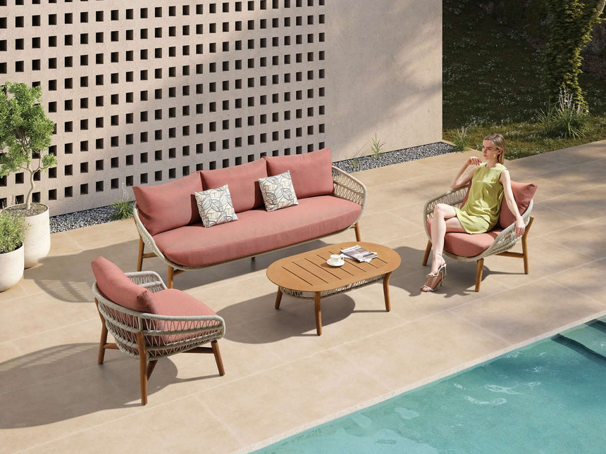 5-miestna záhradná sedacia súprava Higold Vasca, koralová farba