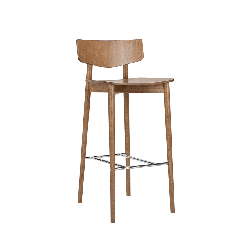 Paged Uvu H-4350 bárszék széles ívelt fa háttámlával, 80 cm