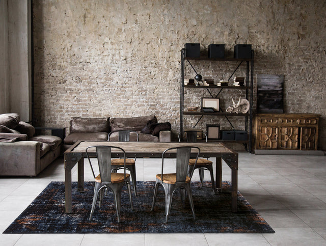 Flame Rusty Blue modern szőnyeg felülnézetből, kék és rozsdabarna mintával