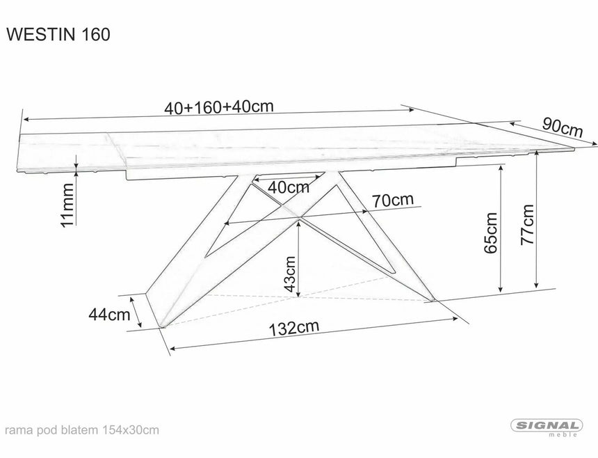 Jedálenský stôl Westin Keramika Sahara Noir