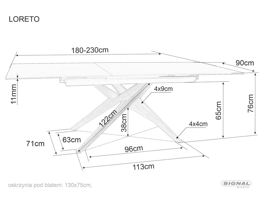 Jedálenský stôl Loreto Ceramics Ossido Bruno