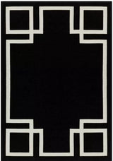 Hampton Black modern szőnyeg felülnézetből, fekete art deco mintával