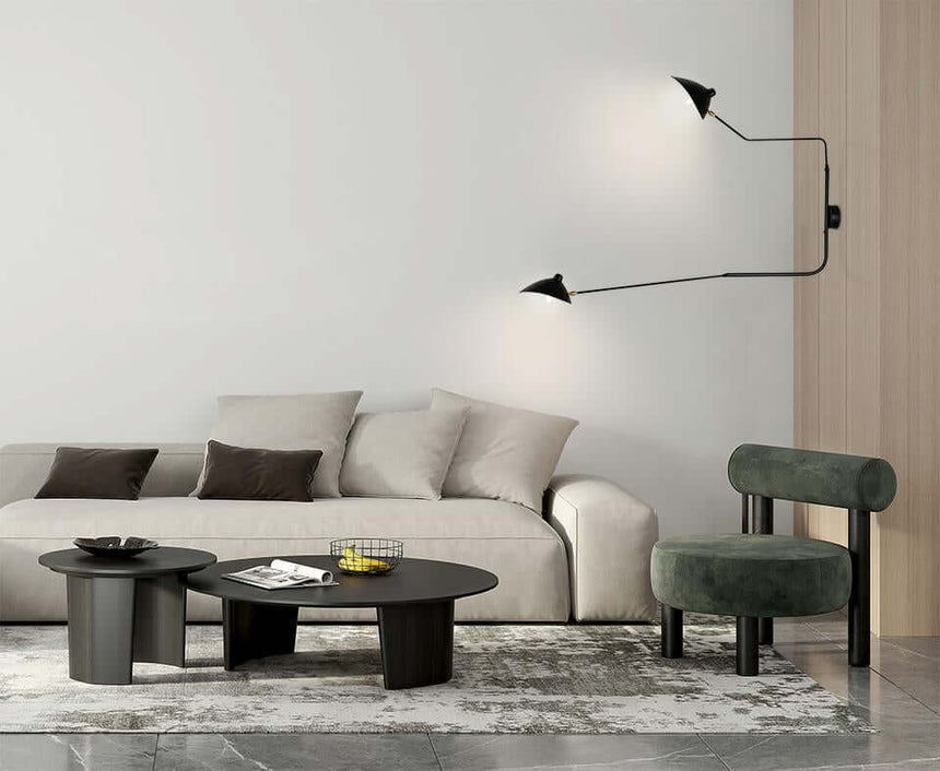 Nástenná lampa Raven 2 – hliník, uhlíková oceľ