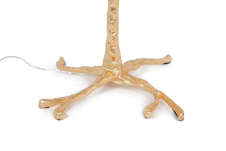 Stojacia lampa Tiffany 175 – biela mosadz / prírodné perie