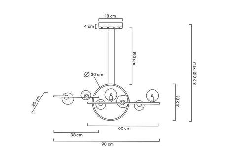 Závesná lampa Alure Line Twin 90 čierna