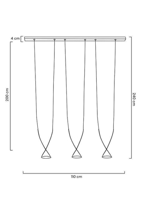 89. Závesná lampa Atlas 3 čierna
