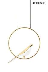 Závesná lampa s vtákom v zlatej farbe
