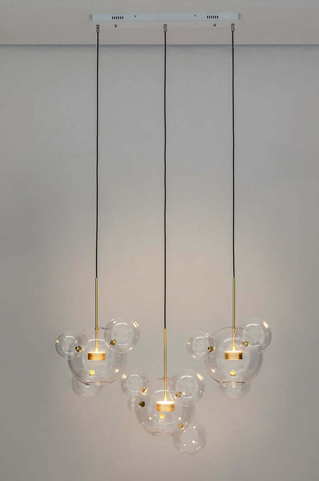 Závesná lampa Capri Line 3 zlatá – 180 LED, hliník, sklo