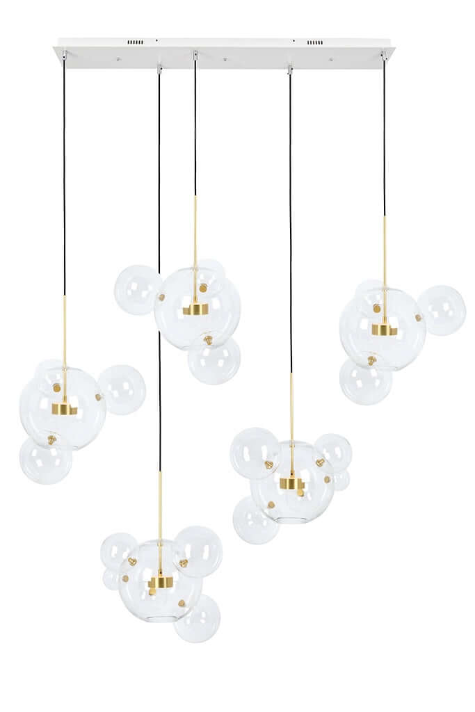 Závesná lampa Capri Line 5 zlatá – 300 LED, hliník, sklo