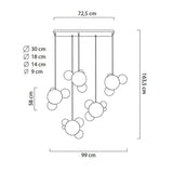 Závesná lampa Capri Line 5 zlatá – 300 LED, hliník, sklo