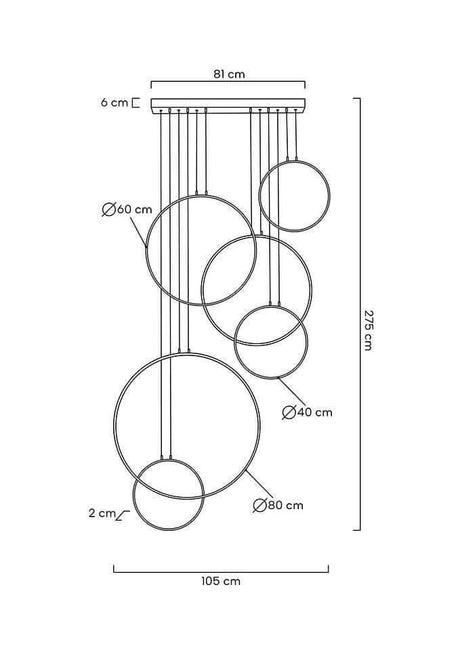 Závesná lampa Circulo Six čierna