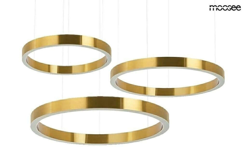 Závesná lampa Ring 40 + 60 + 80 zlatá – v jednom stropnom svietidle