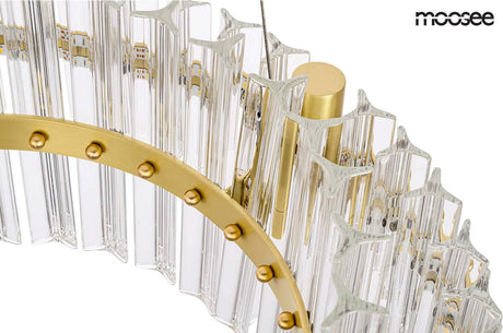 Závesná lampa Saturnus 47 Duo zlatá – LED, krištáľ, brúsená oceľ