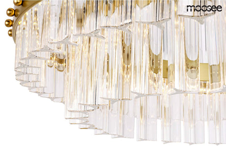 Závesná lampa Saturnus 47 Duo zlatá – LED, krištáľ, brúsená oceľ