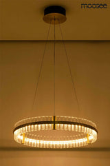 Závesná lampa Saturnus 70 zlatá – LED, krištáľ, brúsená oceľ