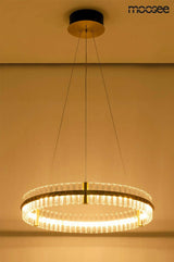 Závesná lampa Saturnus 70 zlatá – LED, krištáľ, brúsená oceľ