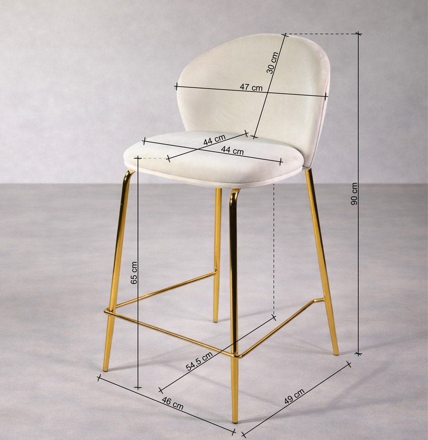 Pohodlná barová stolička KL Lily 65 cm v sivej farbe