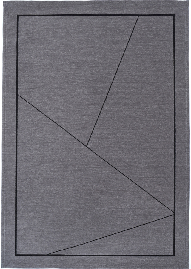 Linea Gray modern szőnyeg felülnézetből, szürke vonalas mintával
