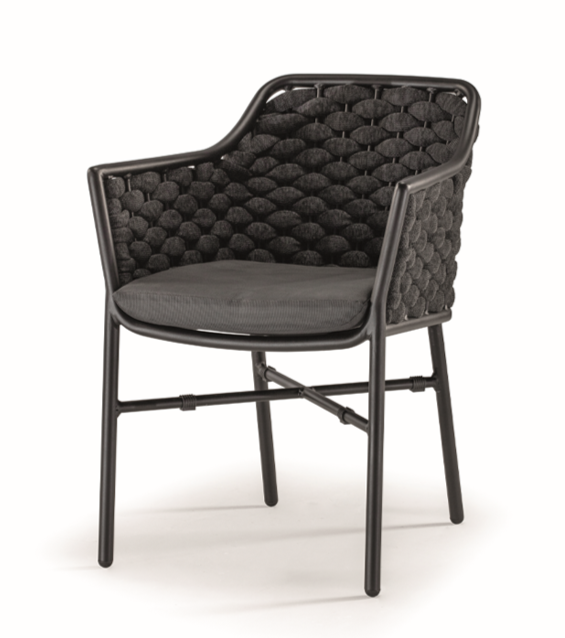 Záhradná stolička Grattoni Panama čierna/tmavosivá