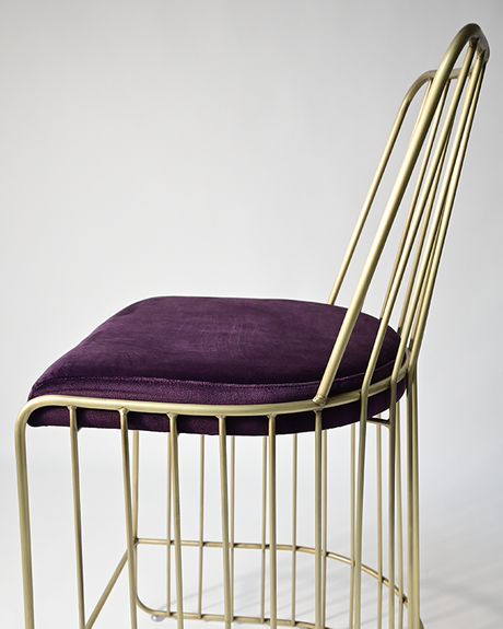 Barová stolička CA Cleo - starozlatý rám, fialový sedák