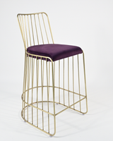Barová stolička CA Cleo - starozlatý rám, fialový sedák