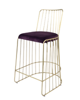 Barová stolička CA Cleo - starozlatý rám, fialový sedák