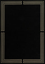 Royal Black modern szőnyeg felülnézetből, fekete art deco mintával