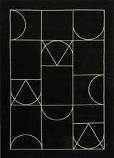 Signet Black modern szőnyeg felülnézetből, fekete art deco mintával