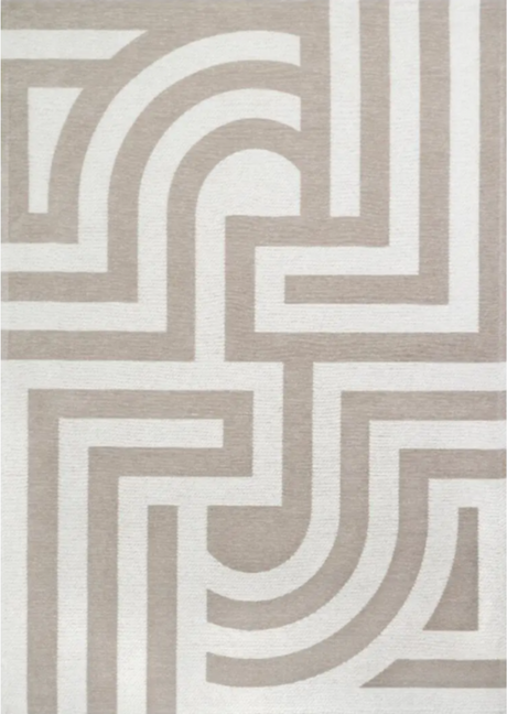 Tiffany Beige modern szőnyeg felülnézetből, bezs art deco mintával