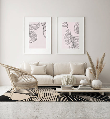 Vento Beige modern szőnyeg berendezett szobában