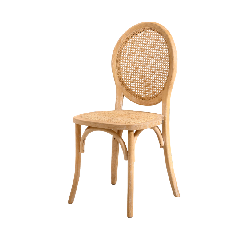 Palace natúr esküvői szék rattan ülőlappal, elölnézet
